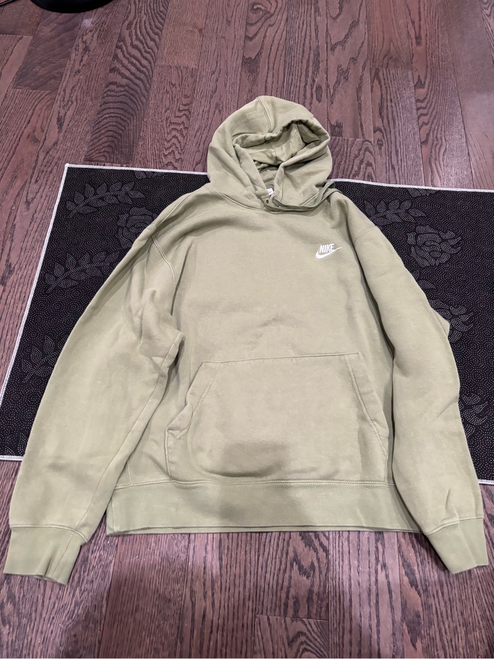 Nike Olive Green Pullover Hoodie with White Logo